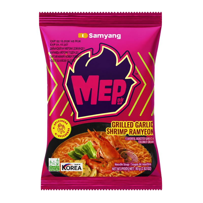 Лапша Samyang "МЕР" жареная Рамен со вкусом креветок на гриле с чесноком 80г