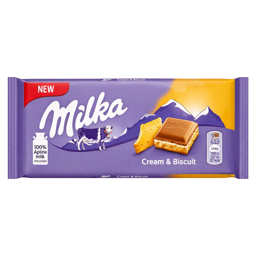 Шок. плитка Milka Cream&Biscuits (Милка Крем и бисквит) 100г