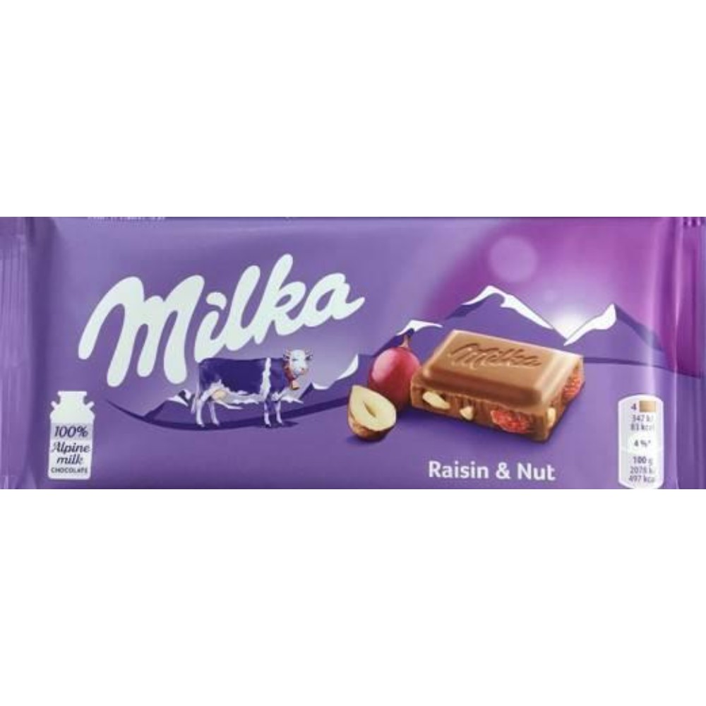 Шок. плитка Milka Raisin&Nut (Милка Изюм с фундуком) 90г