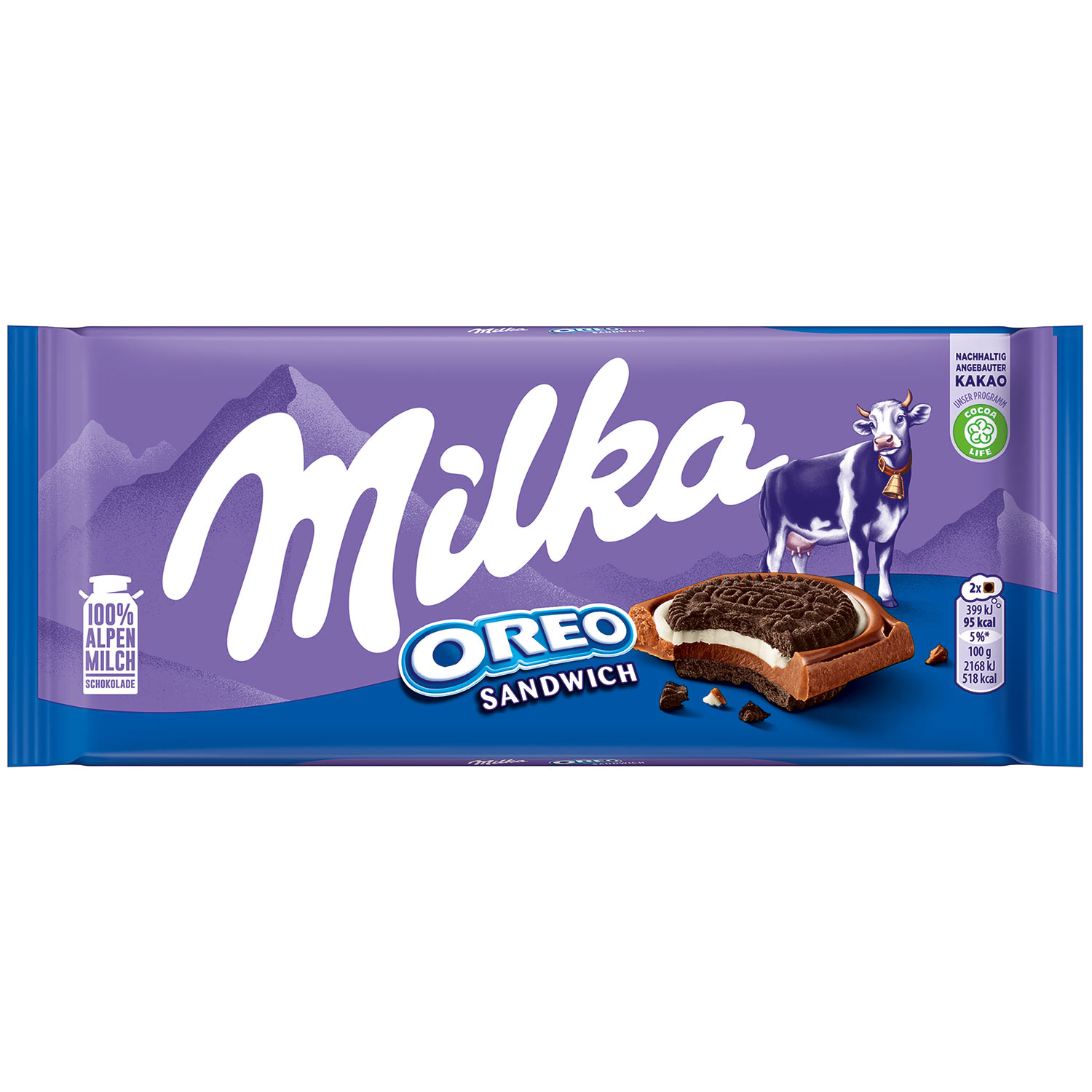 Шок. плитка Milka Oreo Sandwich (Милка Орео Сэндвич) 92г